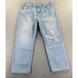 Madewell 90's Straight Crop Jeans Women 31 (Fits 33x27) Distressed Light Wash